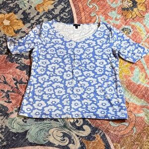 Talbots Blue and White Floral Top